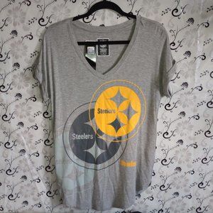 NFL Team Apparel Pittsburgh Steelers Gray Tee Shirt (Medium)